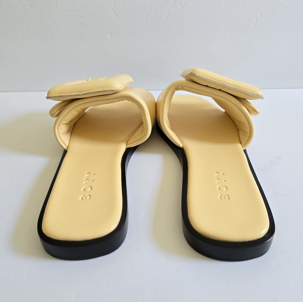 BOYY Leather Flat Sandals Size 39 Light Yellow - Picture 5 of 10